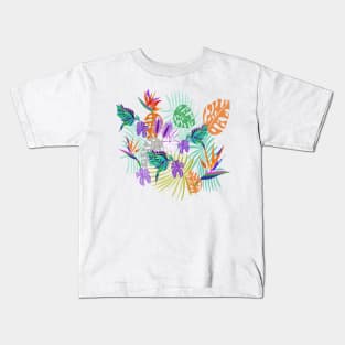 Tropical birds of paradise & humming bird Kids T-Shirt